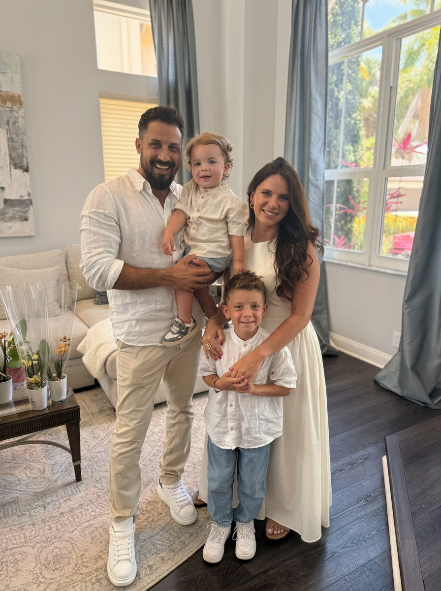 Jackson Castilho, founder of JC Signature Solutions, at home with his family