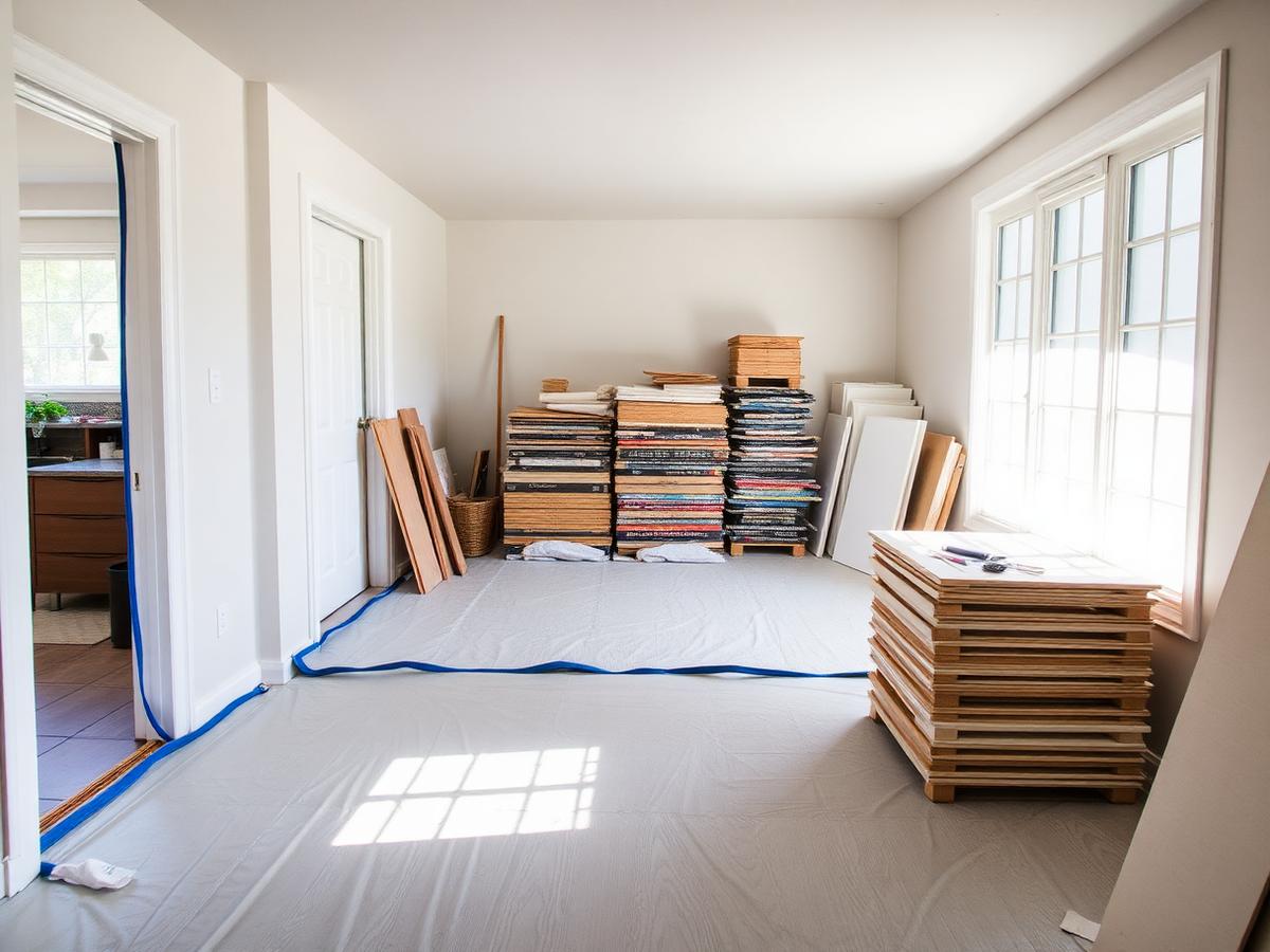 Protected floors and dust barriers in an active renovation