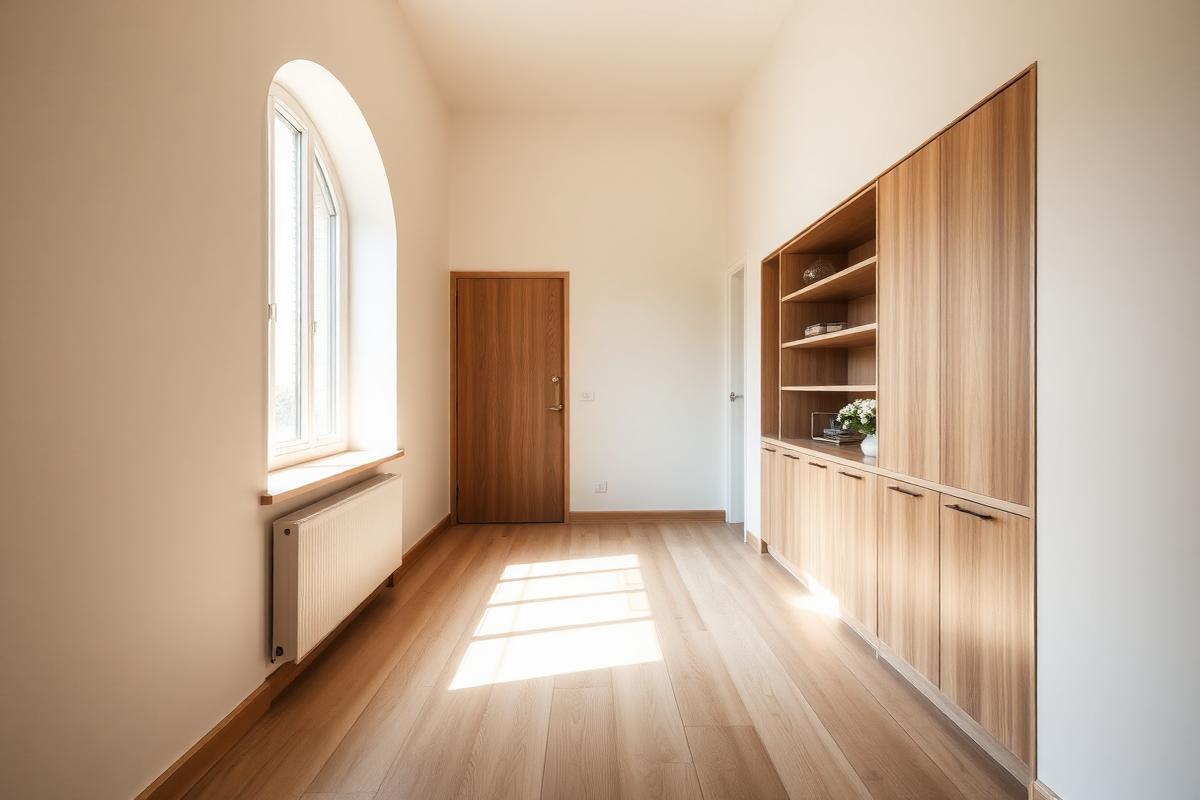 Renovated hallway with integrated storage