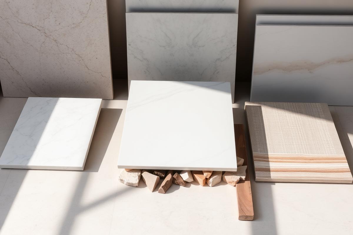Natural material samples in daylight
