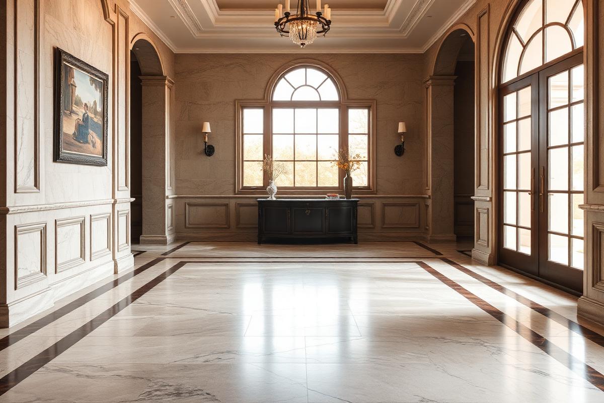 Stone floor pattern in an entry