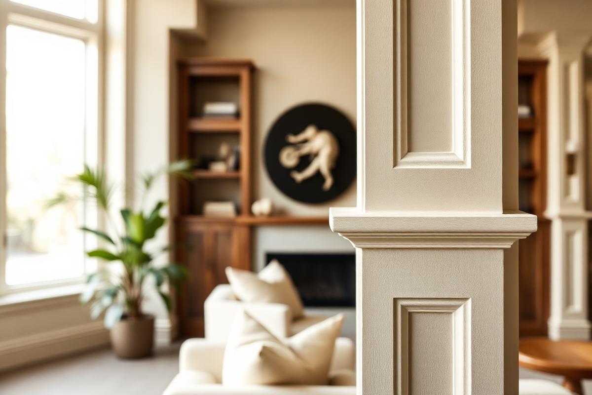 Detail of custom trim work in a renovated living room